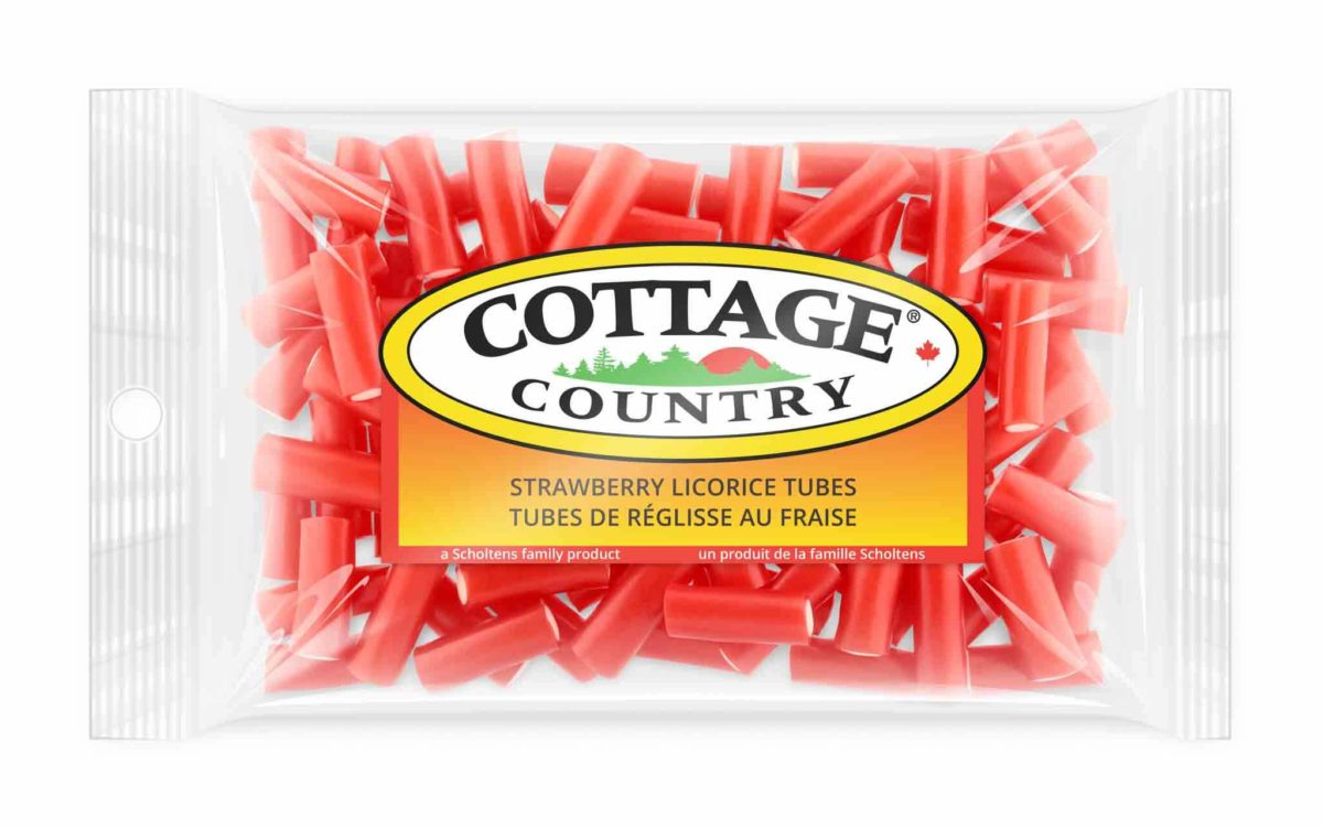 Strawberry Licorice Tubes 225g - Cottage Country Candies