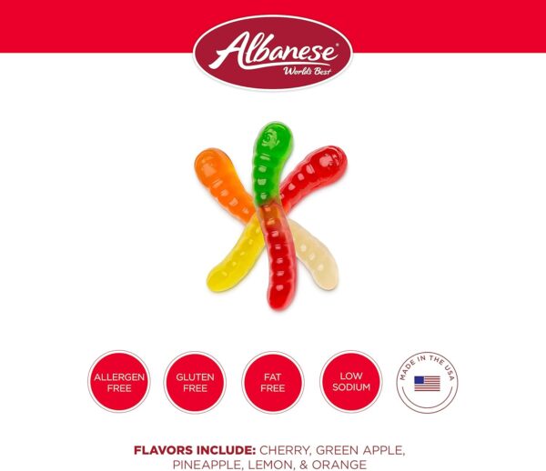 Albanese Mini Assorted Fruit Gummi Worms 5 lbs