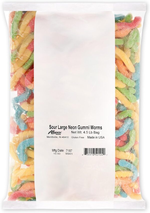 Albanese Large Sour Neon Worms 4.5 lbs