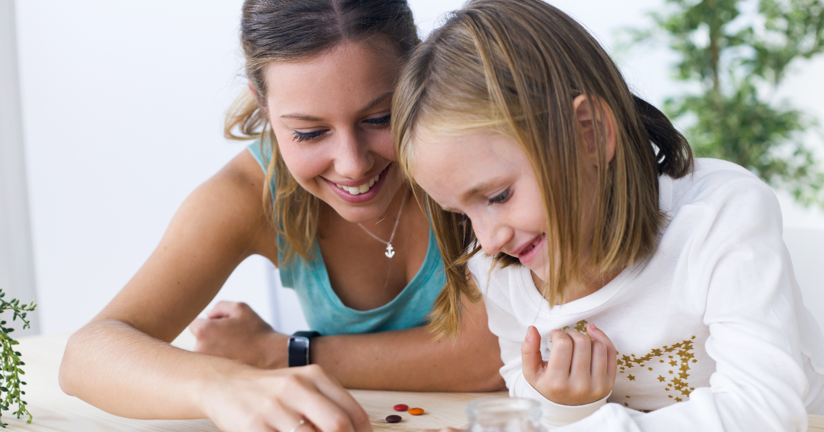 Parent and Child Doing Candy Activity